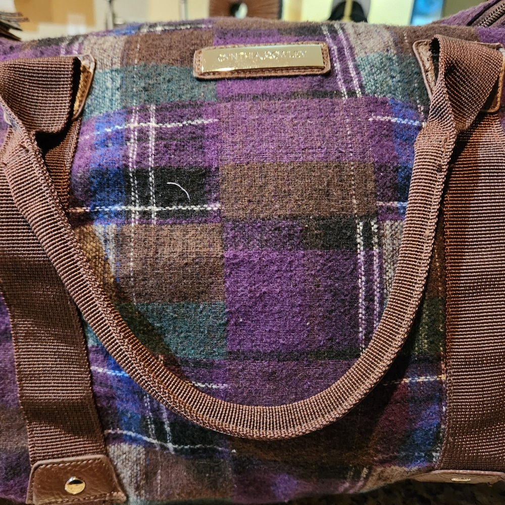 CYNTHIA ROWLEY Purple Plaid Dufflebag/Weekend bag - Picture 2 of 10